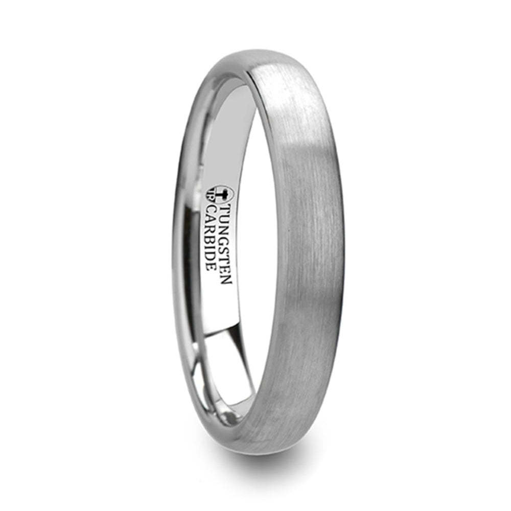Mens Tungsten Domed White Wedding Ring - Brushed Comfort Fit - 2mm 4mm 6mm 8mm Wide - Style name: PYTHIUS