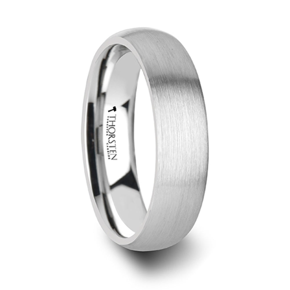 Mens Tungsten Domed White Wedding Ring - Brushed Comfort Fit - 2mm 4mm 6mm 8mm Wide - Style name: PYTHIUS