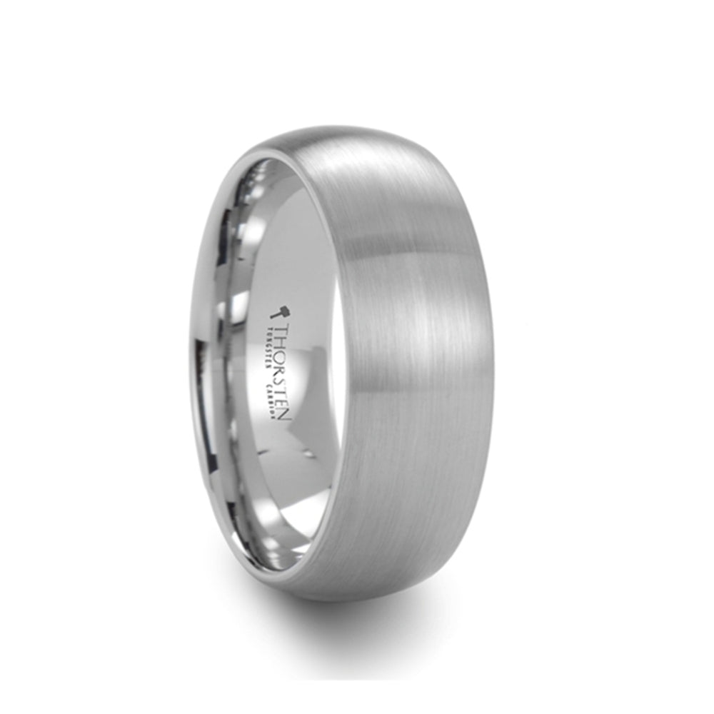Mens Tungsten Domed White Wedding Ring - Brushed Comfort Fit - 2mm 4mm 6mm 8mm Wide - Style name: PYTHIUS