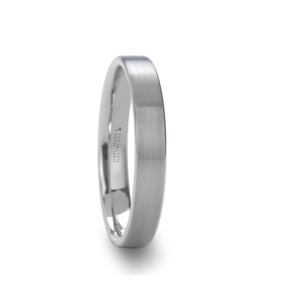 Mens White Tungsten Carbide Wedding Ring - Flat Brushed Comfort Fit - 2mm 4mm 6mm 8mm Wide - Style name: MASON