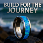 Load image into Gallery viewer, Mens Tungsten Blue Green Opal Inlay Wedding Ring - Polished Comfort Fit - 4mm 6mm 8mm 10mm Wide - Style name: QUASAR
