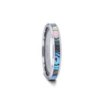 Load image into Gallery viewer, Mens Tungsten Carbide Mother of Pearl Inlay Wedding Ring - Polished Beveled Comfort Fit - 4mm 6mm 7mm 8mm 10mm Wide - Style name: MAUI
