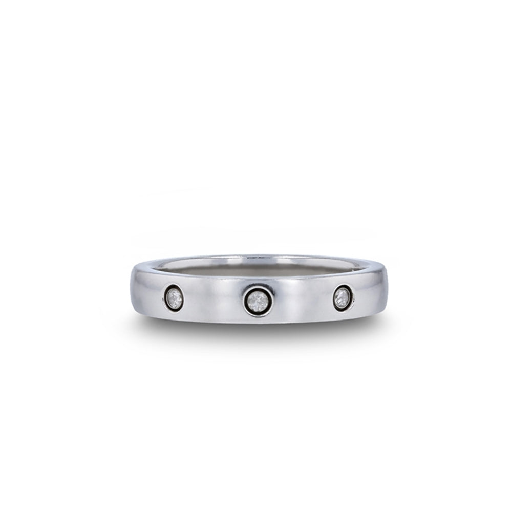 Mens Comfort Fit -Domed White Tungsten Carbide Diamond Wedding Band - 4mm Wide - Style name: ISABELLA - Lifetime Warranty