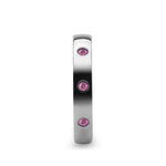 Load image into Gallery viewer, Mens Tungsten White 3 Pink Sapphires Wedding Ring - Domed Comfort Fit - 4mm Wide - Style name: DIANA
