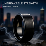 Load image into Gallery viewer, Mens Tungsten Brushed Center Flat Black Wedding Ring - Polished Edges Comfort Fit - 4mm 6mm 7mm 8mm 10mm 12mm Wide - Style name: VULCAN
