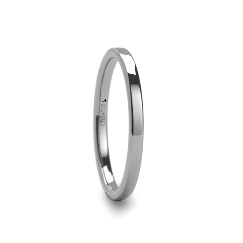 Womens Tungsten Carbide Flat Wedding Ring - Polished Comfort Fit - 4mm 6mm Wide - Style name: ATHENA