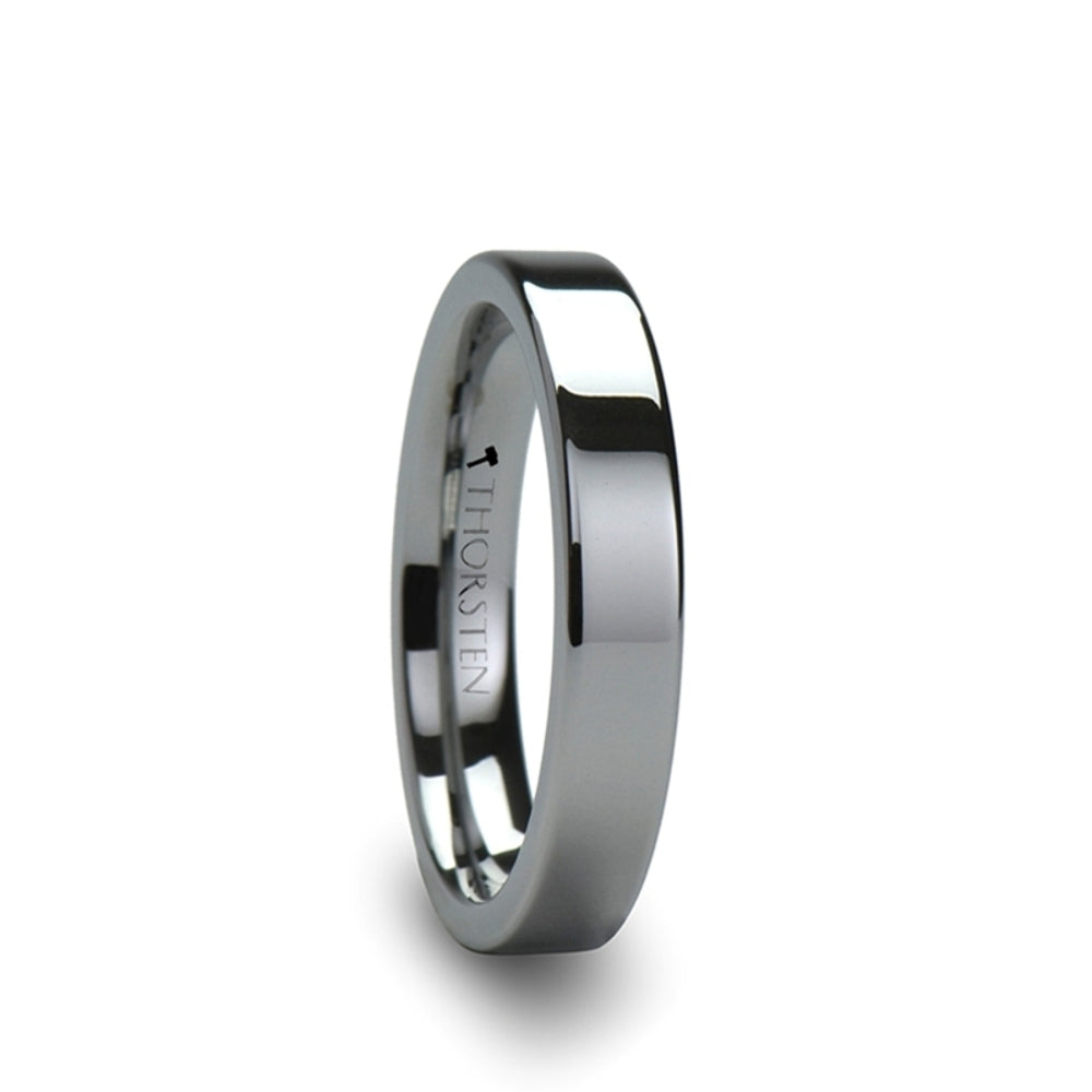 Mens Tungsten Carbide Flat Wedding Ring - Polished Comfort Fit - 2mm 4mm 6mm 7mm 8mm 10mm 12mm Wide - Style name: SPARTAN
