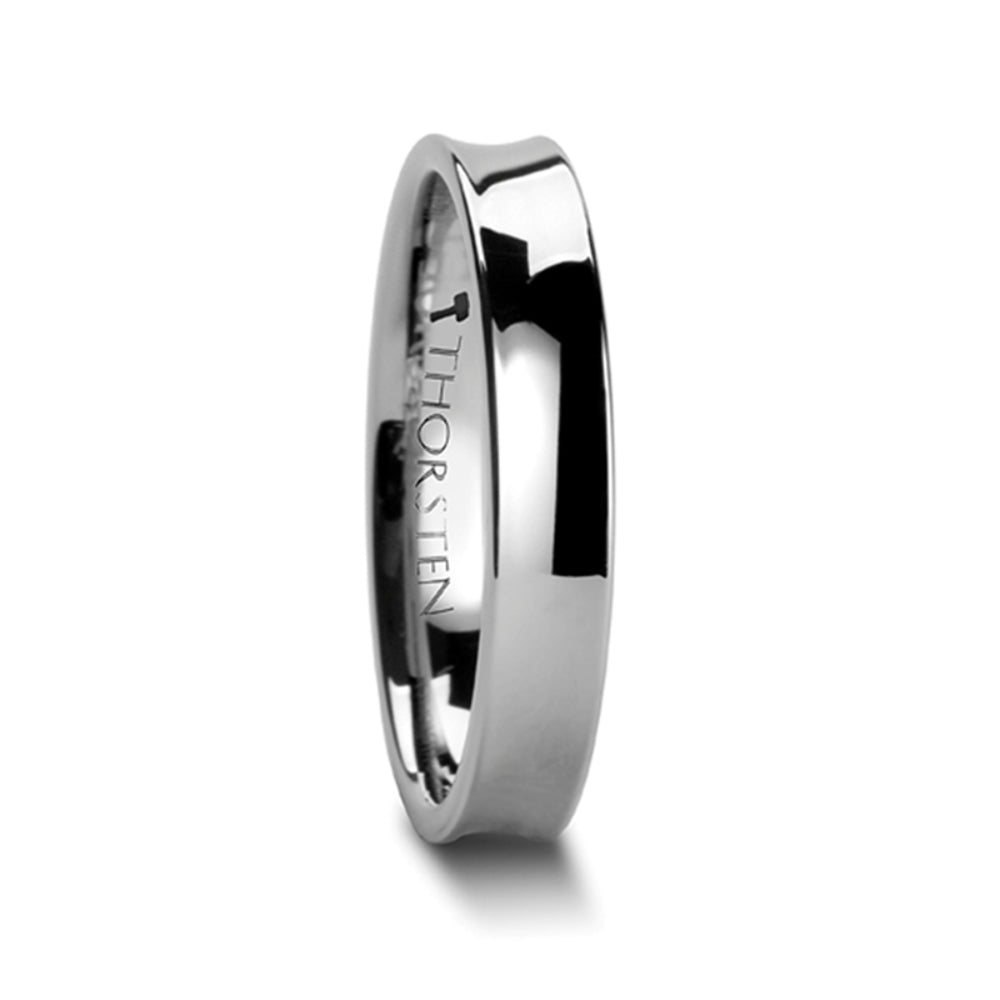 Mens Concave Tungsten Carbide Wedding Wedding Ring - Polished Finish Comfort Fit - 4mm 6mm 7mm 8mm Wide - Style name: WASHINGTON