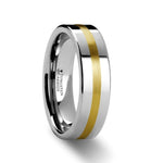 Load image into Gallery viewer, Mens Tungsten Gold Inlaid Wedding Ring - Flat Comfort Fit - 6mm 8mm Wide - Style name: HARRISBURG
