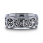 Load image into Gallery viewer, Mens Tungsten Laser Engraved Celtic Crosses Wedding Ring - Flat Grooved Comfort Fit - 8mm Wide - Style name: DEACON
