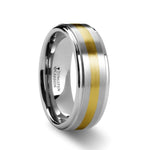 Load image into Gallery viewer, Mens Tungsten Gold Inlaid Wedding Ring - Satin Finish Comfort Fit - 8mm Wide - Style name: LONDON

