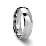 Load image into Gallery viewer, Mens Tungsten Carbide Domed Wedding Ring - Silver Inlaid Comfort Fit - 6mm 8mm Wide - Style name: CASSIUS

