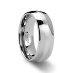 Load image into Gallery viewer, Mens Tungsten Carbide Domed Wedding Ring - Silver Inlaid Comfort Fit - 6mm 8mm Wide - Style name: CASSIUS
