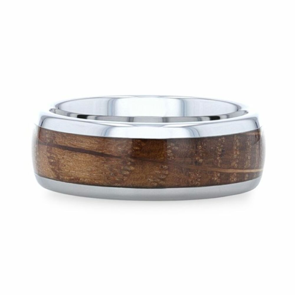 Mens Tungsten Whiskey Barrel Inlaid Made From Genuine Whiskey Barrels Domed Polished Wedding Ring - 8mm Wide - Style name: FORMENT