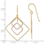 Load image into Gallery viewer, 14k Yellow &amp; Rose Gold Diamond-cut Graduated Square Shepherd Hook Earrings
