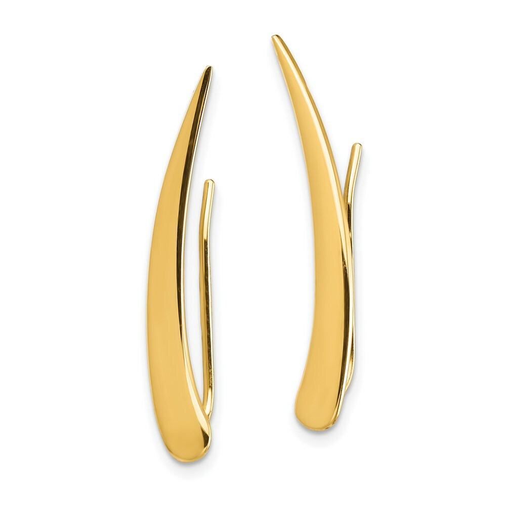 14K Yellow Gold Polished Pointed Ear Climber Earrings