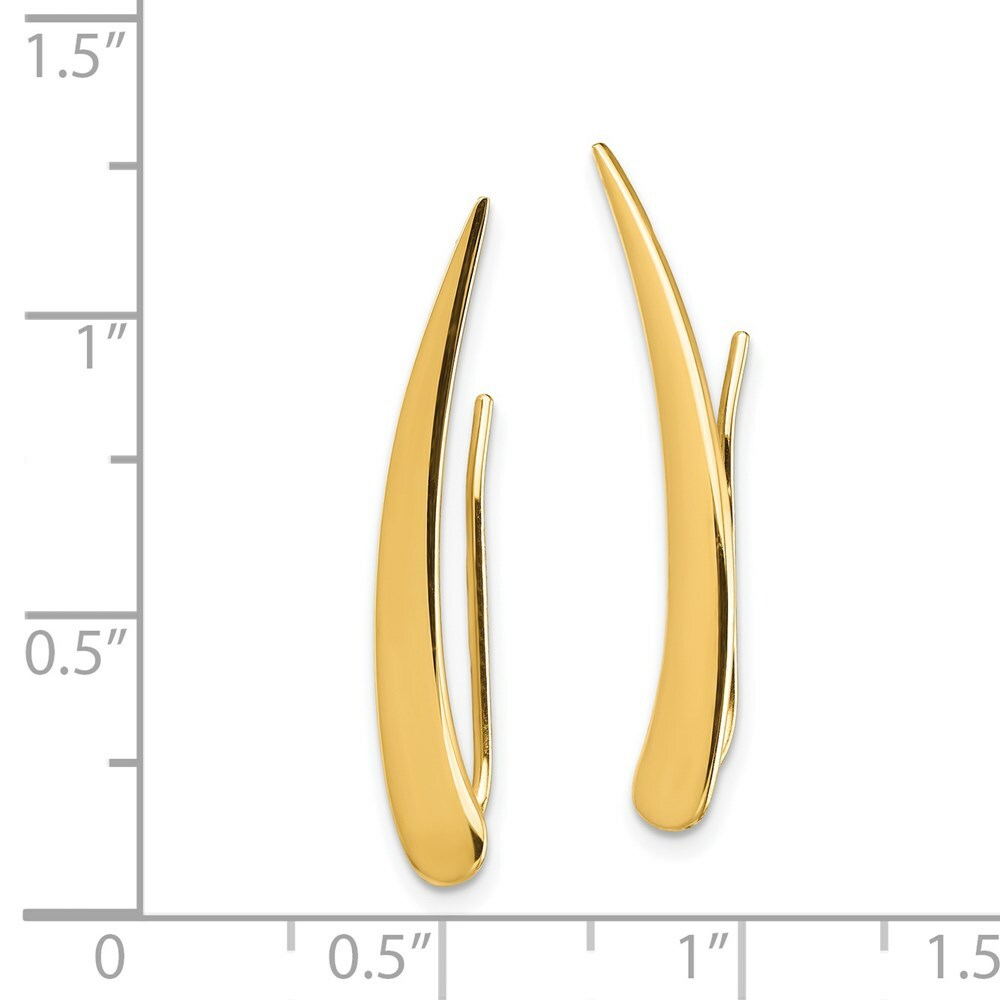 14K Yellow Gold Polished Pointed Ear Climber Earrings