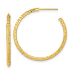 Load image into Gallery viewer, 14K Yellow Gold Polished Diamond-cut J-Hoop Post Earrings
