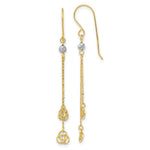 Load image into Gallery viewer, 14k Two-tone Gold Polished Diamond-cut Love Knot Dangle Shepherd Hook Earrings
