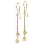 Load image into Gallery viewer, 14k Two-tone Gold Polished Diamond-cut Love Knot Dangle Shepherd Hook Earrings
