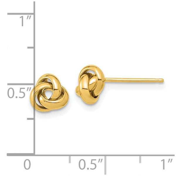 14K Yellow Gold Polished Love Knot Post Earrings