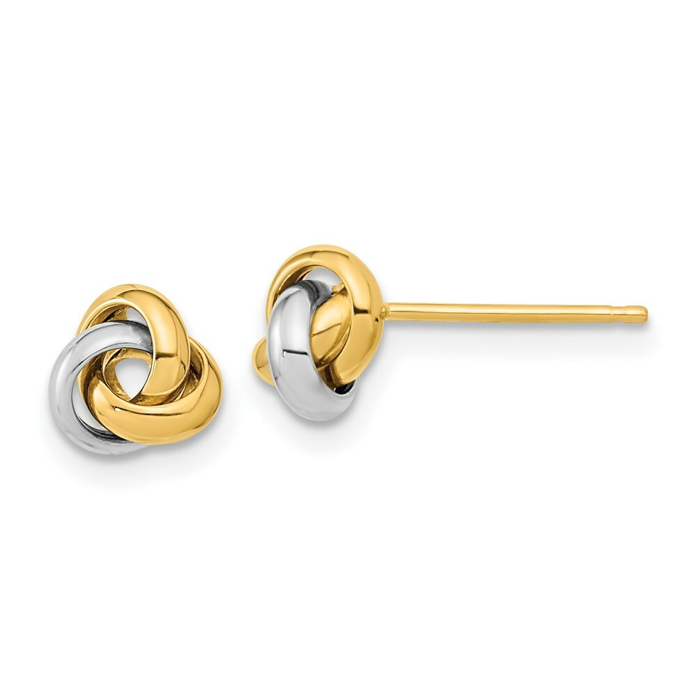 14k Two-Tone Gold Polished Love Knot Post Earrings
