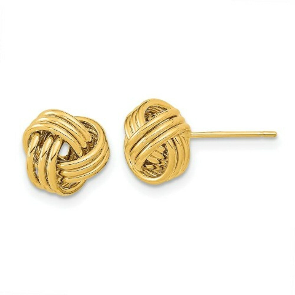 14K Yellow Gold Polished Triple Love Knot Post Earrings