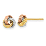 Load image into Gallery viewer, 14k Tri-Color Gold Polished Love Knot Post Earrings
