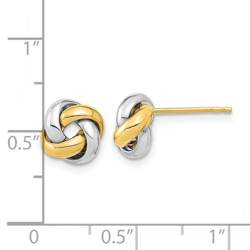 14k Two Tone Gold Polished Love Knot Post Earrings