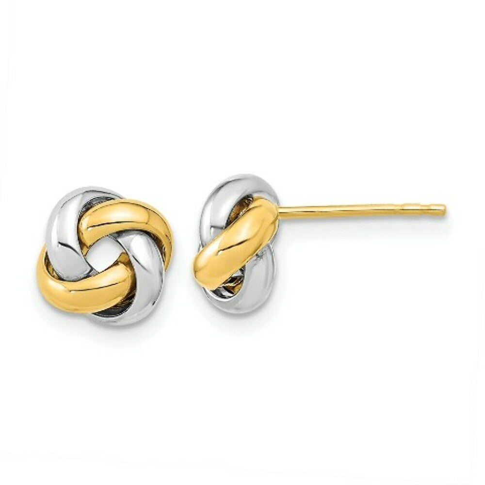 14k Two Tone Gold Polished Love Knot Post Earrings