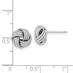 Load image into Gallery viewer, 14k White Gold Polished Textured Triple Love Knot Post Earrings
