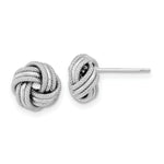 Load image into Gallery viewer, 14k White Gold Polished Textured Triple Love Knot Post Earrings
