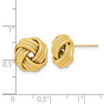 Load image into Gallery viewer, 14K Yellow Gold Polished Textured Triple Love Knot Post Earrings
