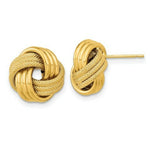 Load image into Gallery viewer, 14K Yellow Gold Polished Textured Triple Love Knot Post Earrings

