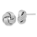 Load image into Gallery viewer, 14k White Gold Polished Textured Love Knot Post Earrings
