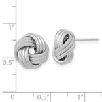 Load image into Gallery viewer, 14k White Gold Polished Textured Love Knot Post Earrings
