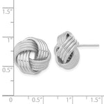 Load image into Gallery viewer, 14k White Gold Polished Textured Love Knot Post Earrings
