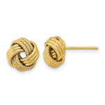 Load image into Gallery viewer, 14K Yellow Gold Polished Textured Love Knot Post Earrings
