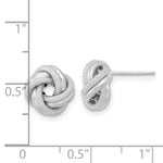 Load image into Gallery viewer, 14k White Gold Polished Textured Double Love Knot Post Earrings
