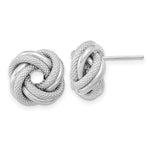 Load image into Gallery viewer, 14k White Gold Polished Textured Double Love Knot Post Earrings
