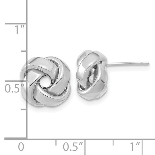 14k White Gold Polished Love Knot Post Earrings