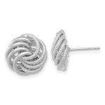 Load image into Gallery viewer, 14k White Gold Polished Textured Fancy Swirl Post Earrings
