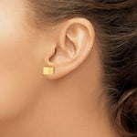 Load image into Gallery viewer, 14K Yellow Gold 5mm 7mm Cube Front &amp; Back Post Screwback Earrings
