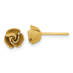 Load image into Gallery viewer, Yellow Gold Satin Finish Diamond-cut Rose Post Earrings
