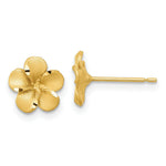 Load image into Gallery viewer, 14K Yellow Gold Satin Diamond-cut Plumeria Post Earrings
