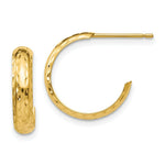 Load image into Gallery viewer, 14K Yellow Gold Diamond-cut 3.5mm J-Hoop Earrings  3mm width
