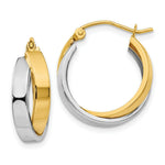 Load image into Gallery viewer, 14K Two-tone Gold Polished Double Hoop Earrings  6mm width
