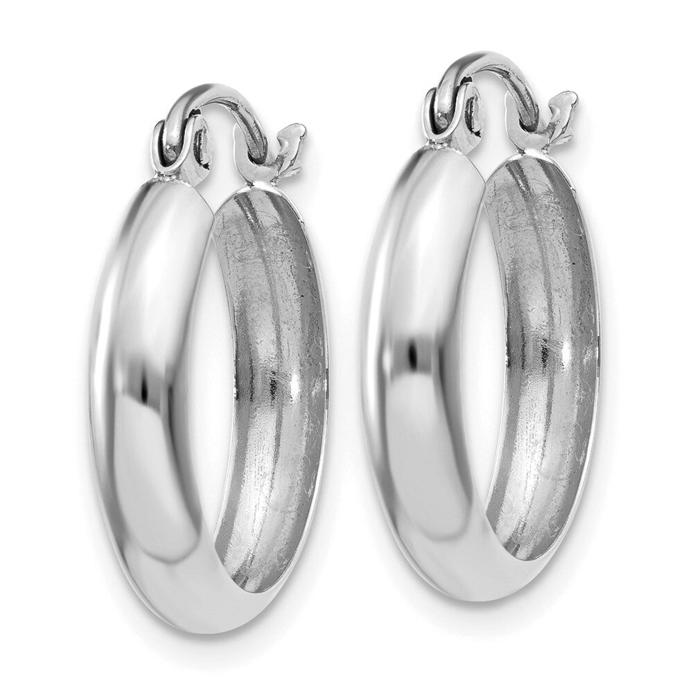 14K White Gold Polished 3.5mm Hoop Earrings  3.5mm width