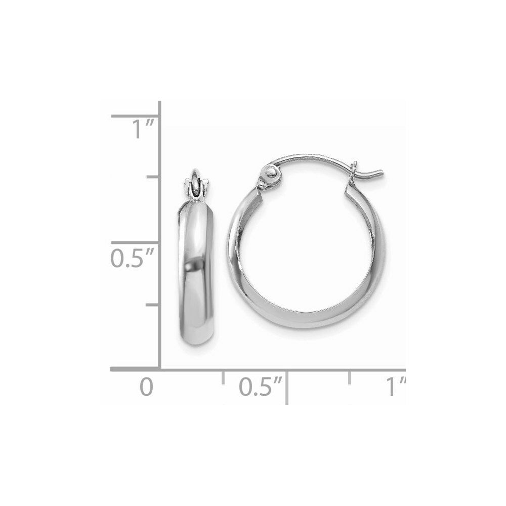 14K White Gold Polished 3.5mm Hoop Earrings  3.5mm width