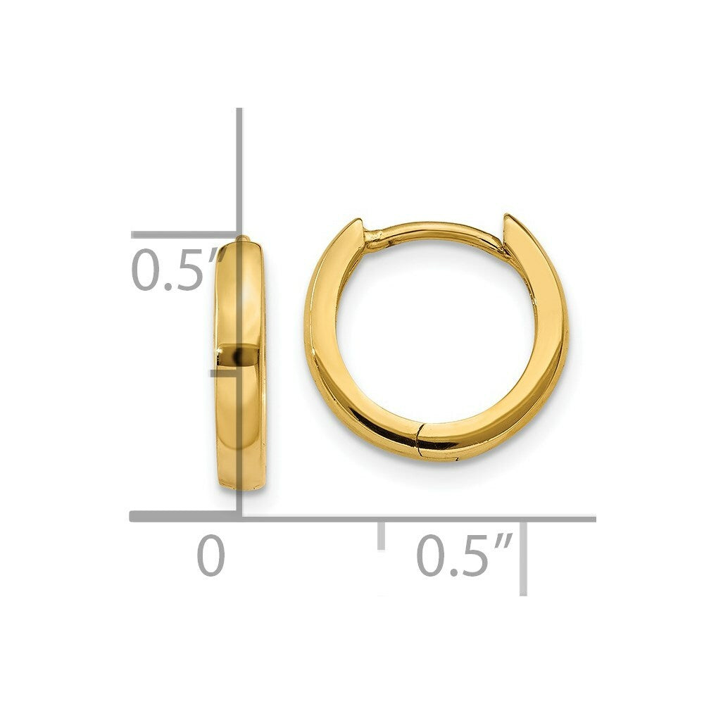 14K Yellow Gold 2.25mm Hinged Hoop Earrings  2.5mm width